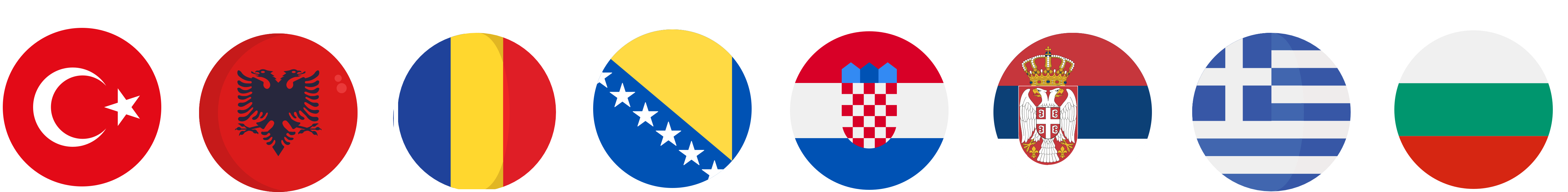 Türkei, Albanien, bosnien, Serbien, Kroatien, Rumänien, Bulgarien, Griechenland Flagge
