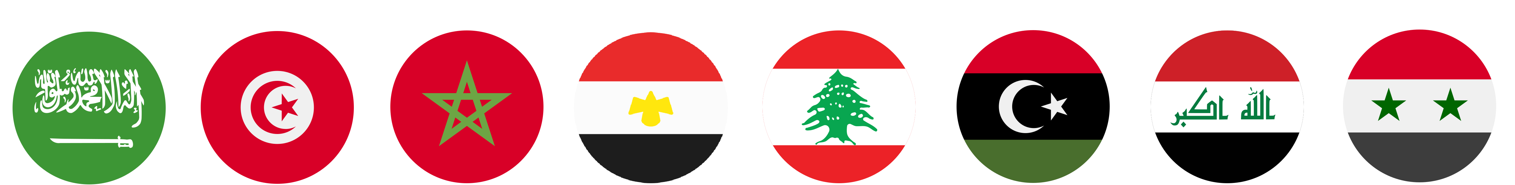 Saudi Arabien, Syrien, Ägypten, Tunesien, Libanon, marokko, Libyen und Irak