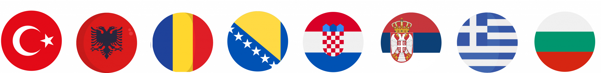 Türkei, Albanien, bosnien, Serbien, Kroatien, Rumänien, Bulgarien, Griechenland Flagge
