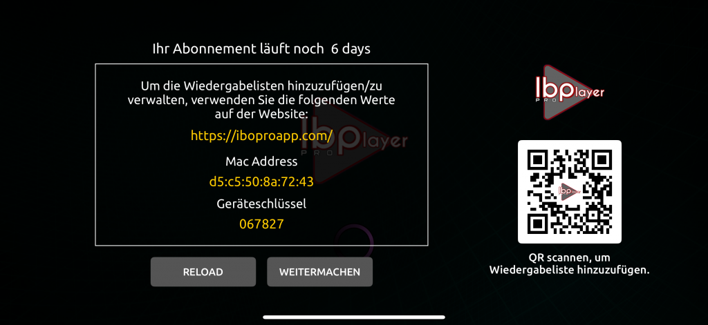 IB Player Smart Tv MAC Adresse und Geräteschlüssel